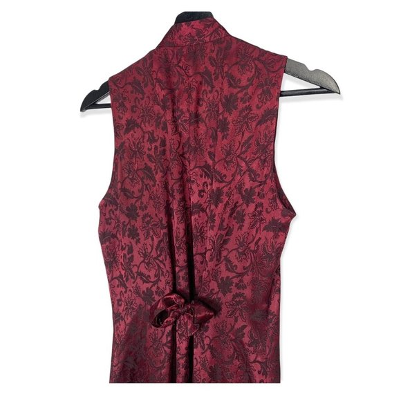 Vintage 90s Knapp Studio Cheongsam Satin Full Length Dress Medium - Picture 5 of 12